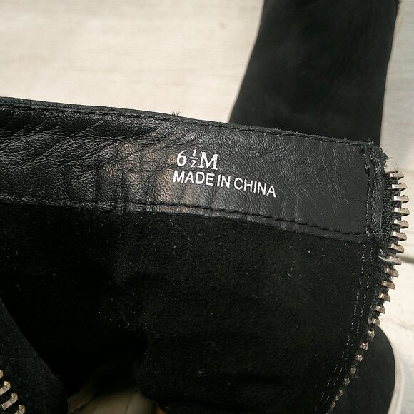 L. Paola Black Suede Frieda Wedge Ankle Bootie, Size 6.5 M Retro Style - Picture 4 of 11